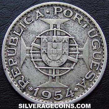 1954 Mozambican Silver 10 Escudos - Silver Age Coins