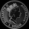 Elizabeth II Australian Dollar 1 Ounce Silver Kookaburra (Obverse)