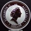 Elizabeth II Australian Dollar 1 Ounce Silver Kookaburra (Obverse)