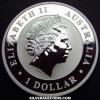Elizabeth II Australian Dollar 1 Ounce Silver Kookaburra (Obverse)