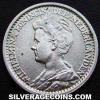 Wilhelmina I Dutch Silver 25 Cents (Obverse)