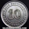 George V Straits Settlements Silver 10 Cents (Reverse)