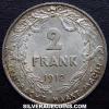 Albert I Belgian Silver 2 Francs (Dutch) (Reverse)