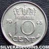Wilhelmina I Dutch Nickel 10 Cents (Reverse)
