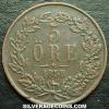 Oscar I Swedish Bronze 5 Öre (Reverse)