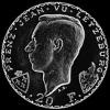 20 Francos de Plata Luxemburgueses de Carlota I (Juan el ciego) (Anverso)
