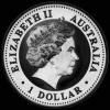 Cucaburra de Dólar Australiano de 1 Onza de Plata de Isabel II (Anverso)