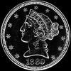 5 Dólares de Oro "Coronet Head Half Eagle" Estadounidenses (con lema) (Anverso)