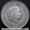 Juliana Netherlands Antillean Silver Cuarter Guilder (Obverse)