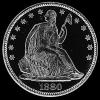 Medio Dólar de Plata "Seated Liberty" Estadounidense (Anverso)