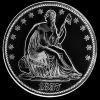 Medio Dólar de Plata "Seated Liberty" Estadounidense (Anverso)