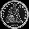 Cuarto Dólar de Plata "Seated Liberty" Estadounidense (lema) (Anverso)