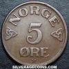 Haakon VII Norwegian Bronze 5 Øre (Reverse)