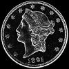 20 Dólares de Oro "Liberty Head Double Eagle" Estadounidenses (con lema) (Anverso)