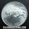 Elizabeth II Canadian Silver 25 Cents (.800) (Reverse)