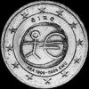 2 Euros Irlandeses (Aniversario de la UEM) (Anverso)