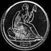5 Centavos de Plata "Seated Liberty Half Dime" Estadounidenses (Anverso)