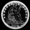 5 Centavos de Plata "Seated Liberty Half Dime" Estadounidenses (Anverso)
