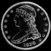 Medio Dólar de Plata "Capped Bust" Estadounidense (canto estriado) (Anverso)
