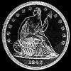 Medio Dólar de Plata "Seated Liberty" Estadounidense (Anverso)