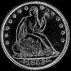 Medio Dólar de Plata "Seated Liberty" Estadounidense (rayos) (Anverso)