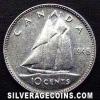 George VI Canadian Silver "Dime" 10 cents (Reverse)