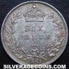 Victoria British Silver "Jubilee Head" Sixpence (Reverse)