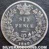 Victoria British Silver "Young Head" Sixpence (Reverse)