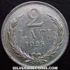 2 Lati de Plata Letones (Reverso)