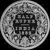 Victoria British India Silver Half Rupee (Reverse)
