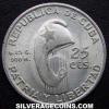 Cuban Silver 25 Centavos (Jose Marti) (Obverse)
