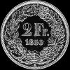 Swiss Silver 2 Francs (sitting Helvetia) (Reverse)