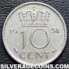 Netherlands 1958 10 Cents