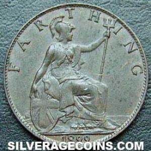 1899 Victoria British Bronze "Widow Head" Farthing (Reverse)