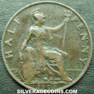 1903 Edward VII British Bronze Half Penny (Reverse)