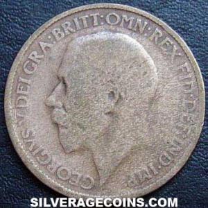 1912 George V British Bronze Half Penny (Obverse)