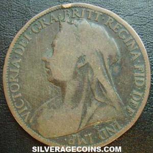 1899 Victoria British Bronze "Widow Head" Penny (Obverse)