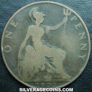 1903 Edward VII British Bronze Penny (Reverse)