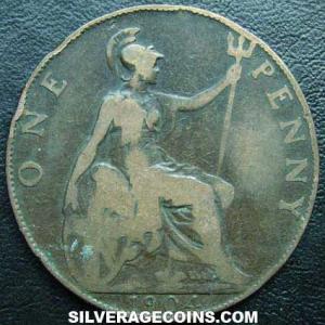 1904 Edward VII British Bronze Penny (Reverse)