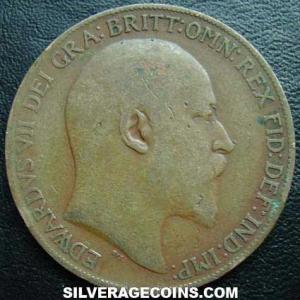 1908 Edward VII British Bronze Penny (Obverse)