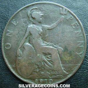 1910 Edward VII British Bronze Penny (Reverse)