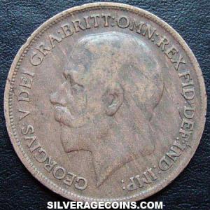 1917 George V British Bronze Penny (Obverse)