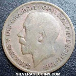 1919 George V British Bronze Penny (Obverse)