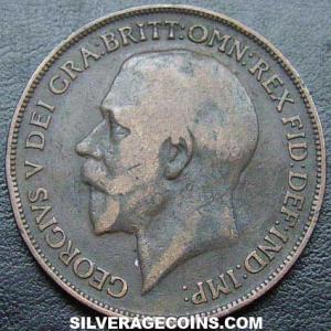1919 H George V British Bronze Penny (Obverse)