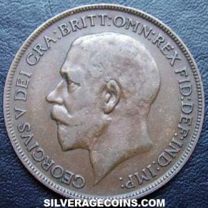 1922 George V British Bronze Penny (Obverse)
