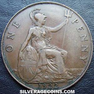 1922 George V British Bronze Penny (Reverse)