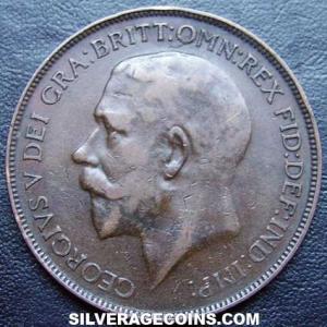 1926 George V British Bronze Penny (Obverse)