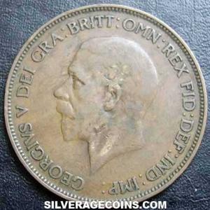 1931 George V British Bronze Penny (Obverse)