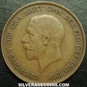 1932 George V British Bronze Penny (Obverse)