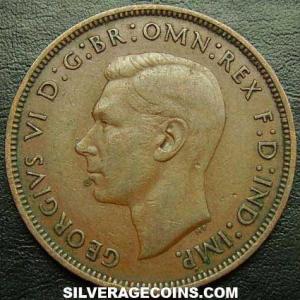 1939 George VI British Bronze Penny (Obverse)